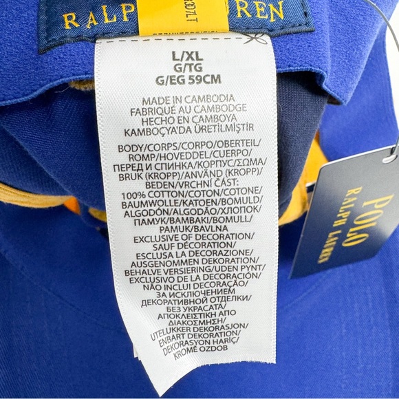 Polo Ralph Lauren Long Bill Blue Yellow Wing Twill Ball Cap Hat - Picture 15 of 16